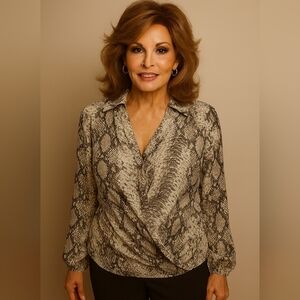 Catherine Malandrino Chiffon Snakeskin Blouse – Size Large, Effortlessly Chic